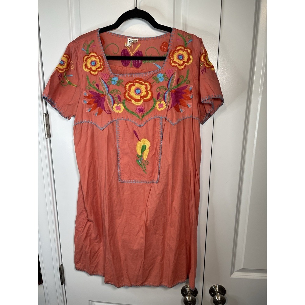 Sister Mary Dress Size Large Coral Embroidered ‎ Style: Ann 73510